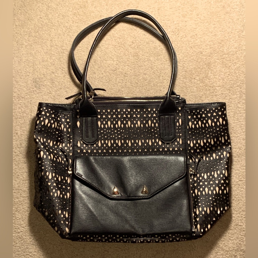 Stella And Dot The Shift Black Perf Eyelet Tote Bag